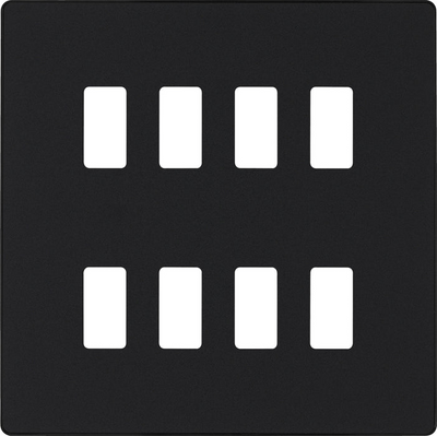 BG RPCDMB8B Evolve Grid Matt Black 8 Module Square Front Plate - Black Trim