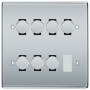 BG Polished Chrome 7 Gang Trailing Edge LED Dimmer Light Switch 2 Way Custom Switch by British General (NEXUS-PC-7G-CUSTOM-7xDIMMER-2Way)