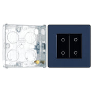 BG Evolve Matt Blue 2 Gang 200W Trailing Edge Secondary Touch Dimmer PCDDBTDS2B with 25mm Steel Back Box