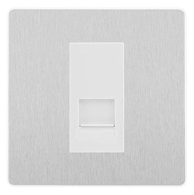 BG Evolve Brushed Steel Single RJ11 Telephone Socket PCDBSRJ111 - White Insert