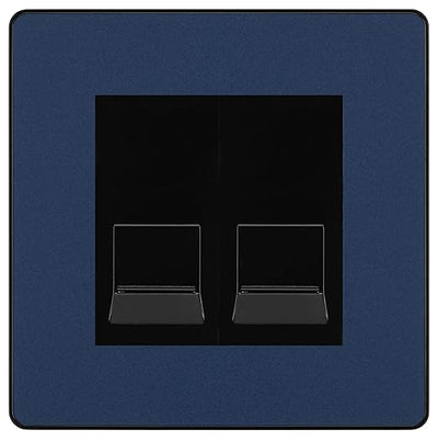 BG Evolve Matt Blue Double RJ11 Telephone Socket PCDDBRJ112 - Black Insert by British General (BG-PCDDBRJ112B)
