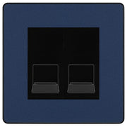 BG Evolve Matt Blue Double RJ11 Telephone Socket PCDDBRJ112 - Black Insert by British General (BG-PCDDBRJ112B)