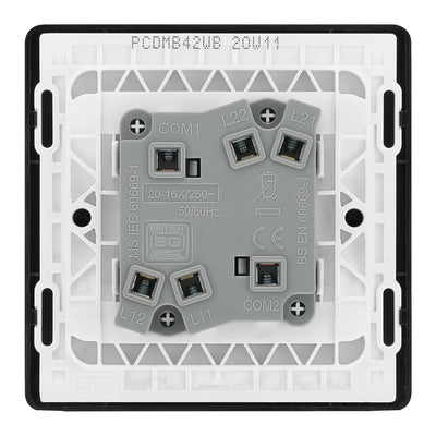 BG Evolve Matt Black 2G Wide Rocker Light Switch PCDMB42WB with 35mm Steel Back Box