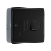 BG Nexus Matt Black 13A Flex Outlet Neon Switched Fused Connection Unit & Surface Pattress Back Box by British General (BG-NFB53+MC501-01)