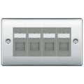 BG Nexus Polished Chrome 4 Gang RJ45 Cat6 Data Socket Outlet Grey Inserts