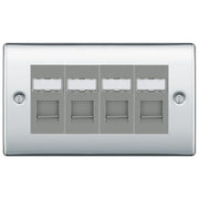 BG Nexus Polished Chrome 4 Gang RJ45 Cat6 Data Socket Outlet Grey Inserts by British General (BG-NPCRJ454G)