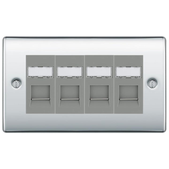BG Nexus Polished Chrome 4 Gang RJ45 Cat6 Data Socket Outlet