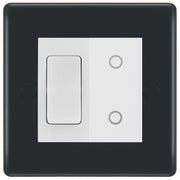 BG Part M 2 Gang Light Switch 1x 2 Way + 1x Master Touch Dimmer Graphite - White Insert