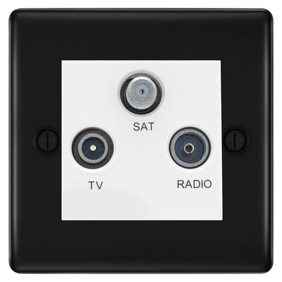 BG Nexus Metal Matt Black TV/FM/SAT Socket NFB67W by British General (BG-NFB67W)