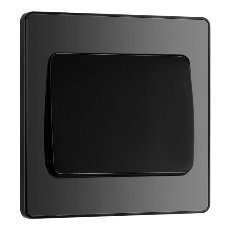 BG PCDBC12WB Black Chrome Evolve 1 Gang 20A 16AX 2 Way Wide Rocker Light Switch - Black Insert