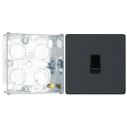 BG Evolve Matt Grey 10AX 1 Way Press Switch PCDMG14B with 25mm Steel Back Box