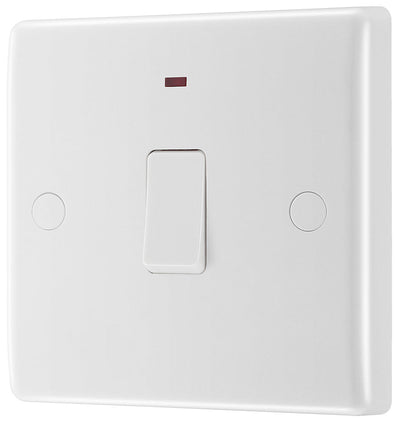 BG 833 Moulded Round Edge | White | 1 Gang 20A 2 Pole Flex Outlet Neon Switch by British General (BG-833)