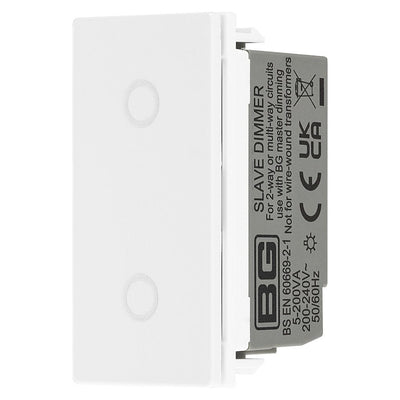 BG Brushed Steel Single Secondary Touch Dimmer Switch White Insert NBSTDS1W