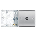 BG Nexus Brushed Steel Single Co-Axial Socket NBS60 With 25mm Steel Back Box