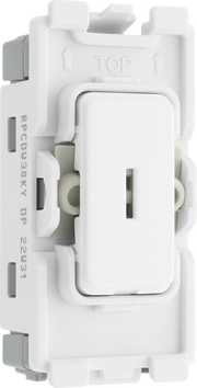 BG RPCDW30KY Evolve Grid White 20A 20AX 2 Pole Secret Key Switch Module by British General (BG-RPCDW30KY-Shopify-SA_1)