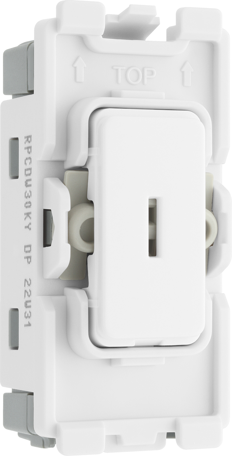 BG RPCDW30KY Evolve Grid White 20A 20AX 2 Pole Secret Key Switch Module