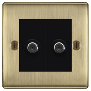 BG Nexus Metal Antique Brass Double Satellite Socket NAB642B by British General (BG-NAB642B)
