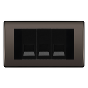 BG Nexus Black Nickel 3 Gang Master Telephone Socket, Screw Terminal - Black Insert by British General (BG-NBNBTMS3B)