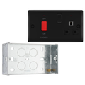 BG Nexus Matt Black 45A Switched Socket and Cooker Control Unit NFB70B with 35mm Steel Back Box