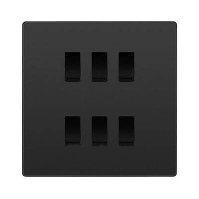 BG Evolve Black Chrome 5 Gang Custom Grid Light Switch by British General (BG-Evolve-BC-5G-CUSTOM-LIGHT-SWITCH)