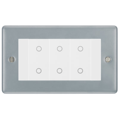BG Metal Clad 3 Gang Light Switch Triple Secondary Touch Dimmer - White Insert