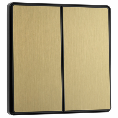 BG Evolve Satin Brass 2 Gang 2-Way 20A Edge to Edge Rocker Light Switch | PCDSB42EB