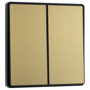 BG Evolve Satin Brass 2 Gang 2-Way 20A Edge to Edge Rocker Light Switch | PCDSB42EB by British General (BG-PCDSB42EB)