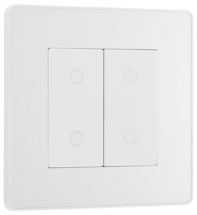 BG PCDCLTDS2W Pearlescent White Evolve 2 Gang 200W Trailing Edge Secondary Touch Dimmer - White Insert