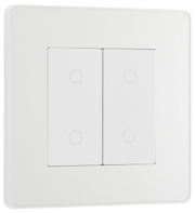 BG PCDCLTDS2W Pearlescent White Evolve 2 Gang 200W Trailing Edge Secondary Touch Dimmer - White Insert by British General (BG-PCDCLTDS2W-Shopify-SA_1)