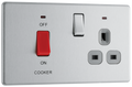 BG Electrical FBS70G Nexus Screwless Flat-Plate Switched Socket Cooker Unit Brushed Steel Grey Insert 45A