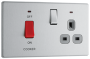 BG Electrical FBS70G Nexus Screwless Flat-Plate Switched Socket Cooker Unit Brushed Steel Grey Insert 45A by British General (BG-FBS70G-Shopify-SA_1)
