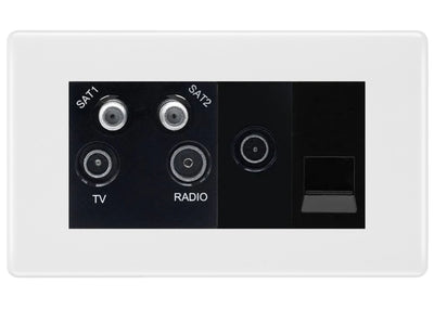 BG White Moulded Quadplex Combination TV Socket NWM69B by British General (BG-NWM69B)