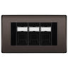 BG Nexus Black Nickel 3 Gang RJ45 Cat6 Data Socket Outlet Black Inserts by British General (BG-NBNRJ453B)