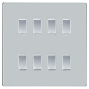 BG Polished Chrome Screwless 8 Gang Light Switch 2 Way Custom Grid Switch Mirror by British General (BG-SCL-PC-8G-CUSTOM-LIGHT-SWITCH)