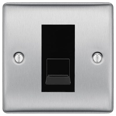 BG Nexus Brushed Steel Single RJ11 Telephone Socket NBSRJ111 - Black Insert by British General (BG-NBSRJ111B)