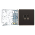 BG Screwless Black Nickel 20A 16AX 2 Way Double Light Switch FBN42 with 35mm Steel Back Box