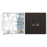 BG Screwless Black Nickel 20A 16AX 2 Way Double Light Switch FBN42 with 35mm Steel Back Box