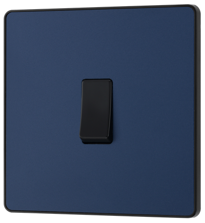 BG PCDDB12B Matt Blue Evolve 1 Gang 20A 16AX 2 Way Light Switch - Black Insert