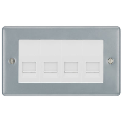 BG Metal Clad 4 Gang Secondary Telephone Socket, Screw Terminal - White Insert