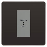 BG Flatplate Screwless Black Nickel 20AX 2 Way Emergency Lighting Test Key Switch - Key Included - Grey Insert