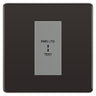 BG Flatplate Screwless Black Nickel 20AX 2 Way Emergency Lighting Test Key Switch - Key Included - Grey Insert