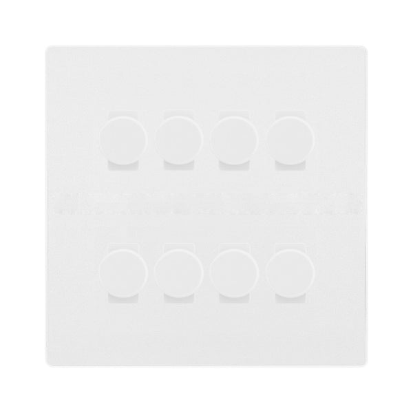 BG Evolve Pearlescent White 8 Gang Trailing Edge LED Dimmer Light Switch 2 Way Custom Switch