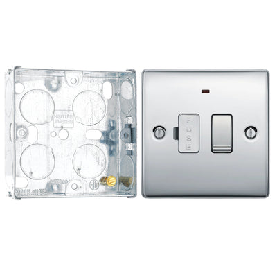 BG Nexus Metal Polished Chrome 13A Neon Fused Connection Switched NPC52 with 25mm Steel Back Box by British General (BG-NPC52+HGS02)