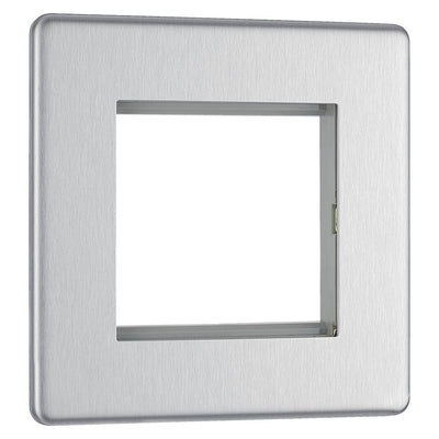 BG Brushed Steel 45W USB Wall Socket Euro Module USB-A & C - Black Insert
