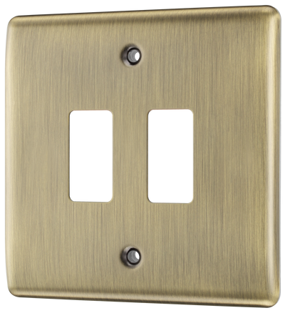 BG RNAB2 Nexus Metal Antique Brass 2 Module Grid Front Plate by British General (BG-RNAB2)
