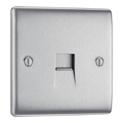 BG Nexus Brushed Steel Single Master Telephone Socket NBSBTM1 with 35mm Steel Back Box