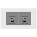 BG Nexus White 4 Gang Euro Plate with 45W USB A+C Charger Modules - Grey Insert