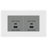 BG Nexus White 4 Gang Euro Plate with 45W USB A+C Charger Modules - Grey Insert by British General (BG-8EMR4+EMUSBAC45G)