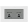 BG Nexus White 4 Gang Euro Plate with 45W USB A+C Charger Modules - Grey Insert by British General (BG-8EMR4+EMUSBAC45G)