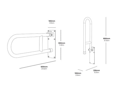 Bremmer Rina Swing Up Grab Bar in Brushed Steel